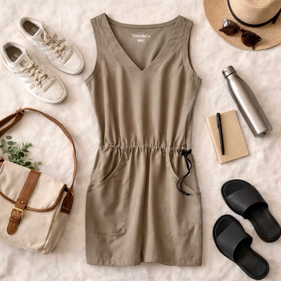 Toad&Co Dresses & Skirts - Athleisure Minimalist Utility Romper Toad&Co Eco Travel Pocket Dress Small A52